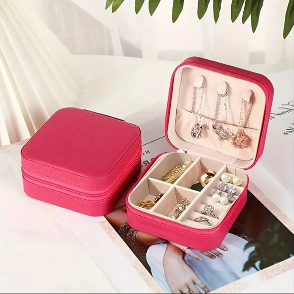 Small PU Leather Jewelry Box Portable Travel Jewelry  Ornaments Storage Case - Picture 1 of 5